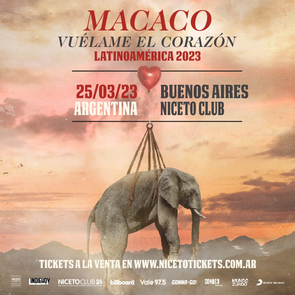 Macaco regresa a la Argentina «Vuélame el corazón» Latinoamérica 2023