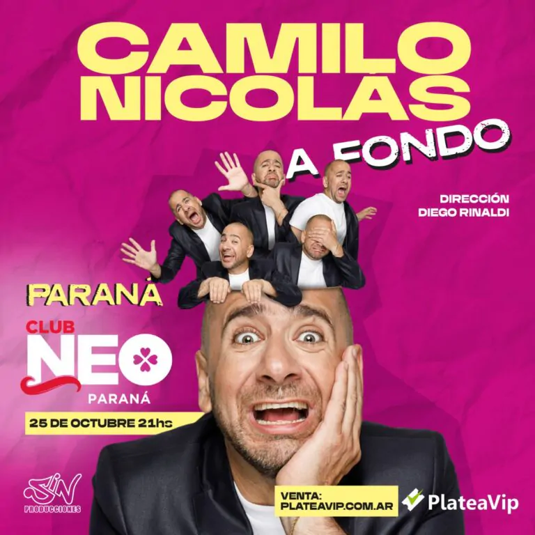 Entre ríos. Camilo Nicolás se presenta en Paraná con su espectáculo ‘A Fondo’