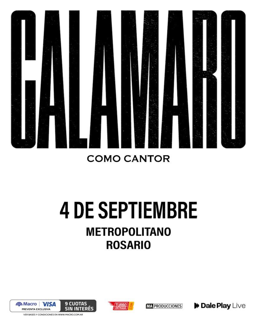 Andrés Calamaro llega a Rosario con la gira Como Cantor 2026. TicketsGo!