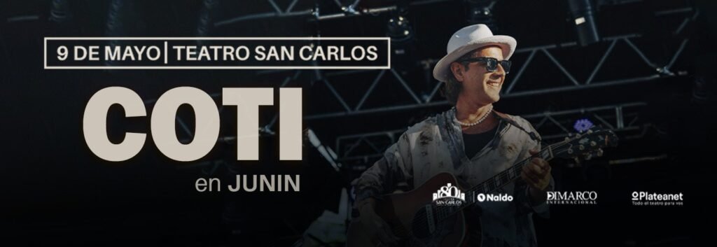 Coti llega a Junín en 2026 con un show íntimo. Entradas