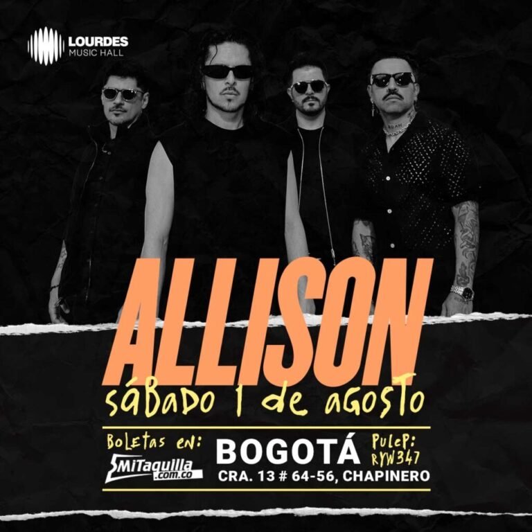Allison vuelve a Colombia con un show íntimo en Lourdes Music Hall en 2026. TicketsGo!