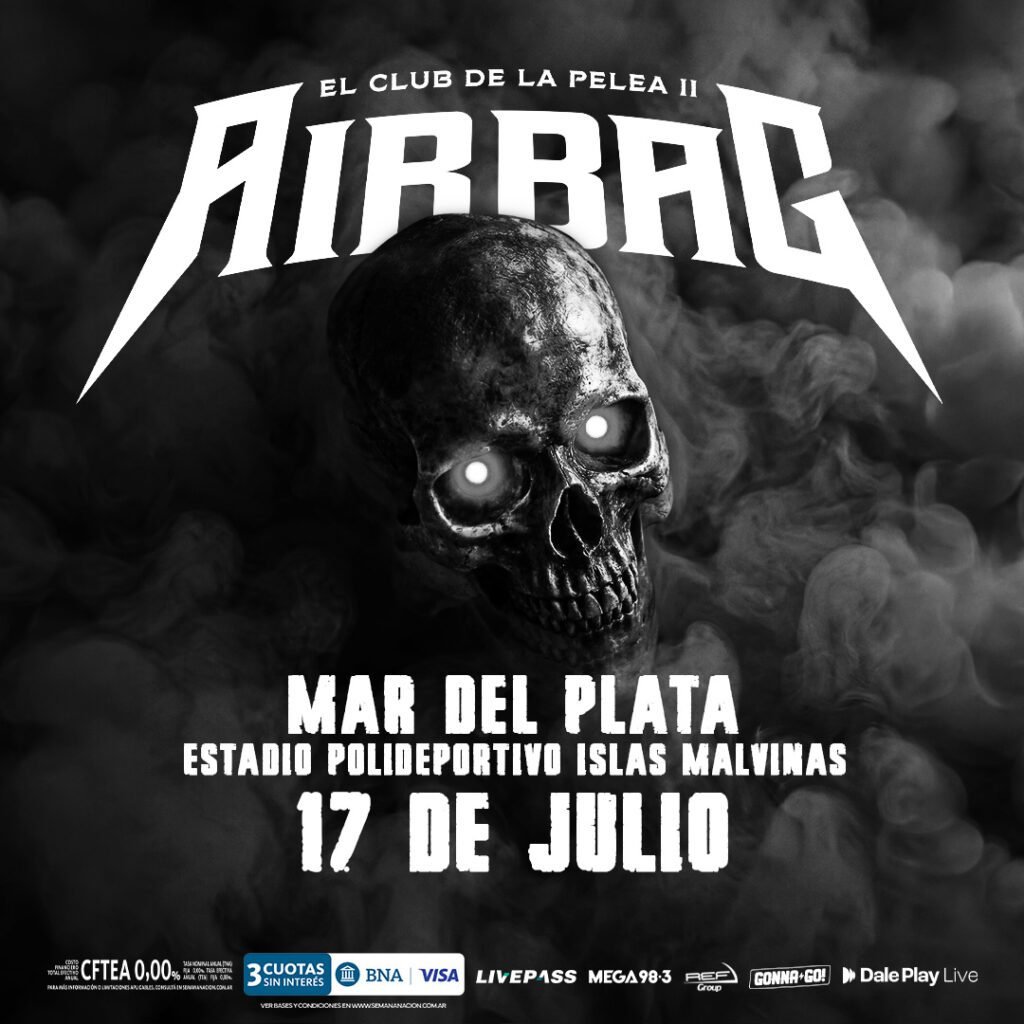 Airbag vuelve a Mar del Plata con El Club de la Pelea II en 2026. TicketGo!