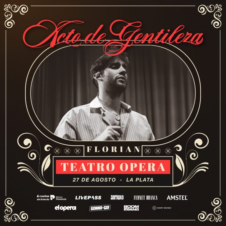 Florian llega a La Plata con su gira Actos de Gentileza en 2026. Ocio Tickets!