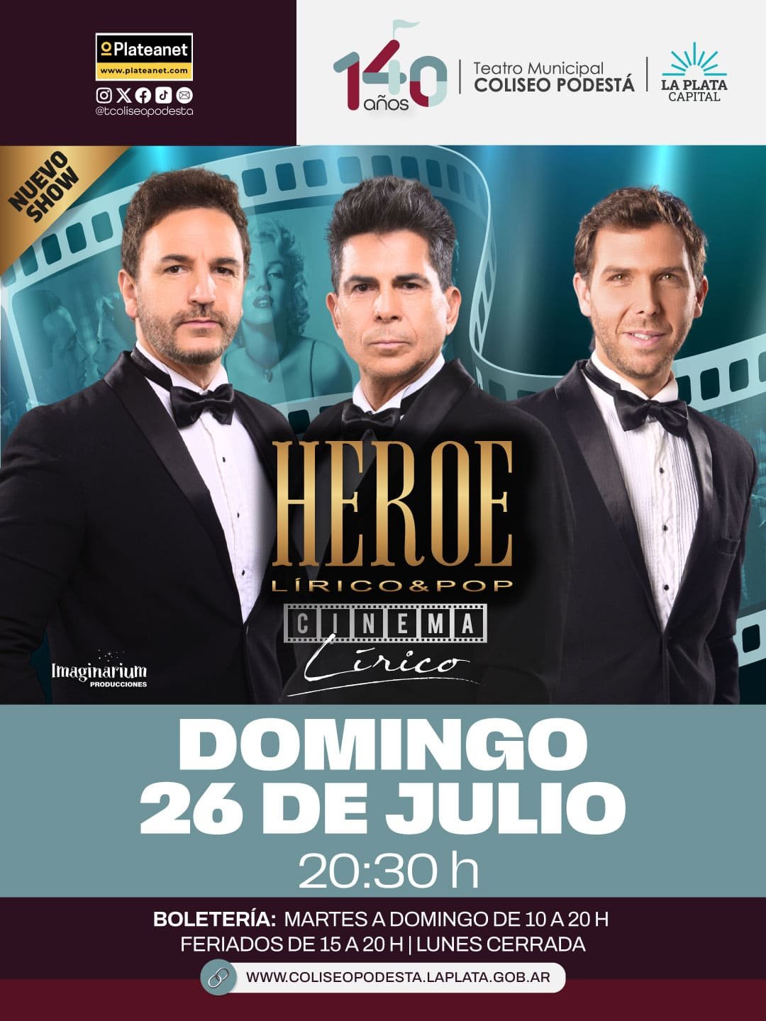 HÉROE presenta Cinema Lírico en el Coliseo Podestá en 2026. Ocio Tickets!