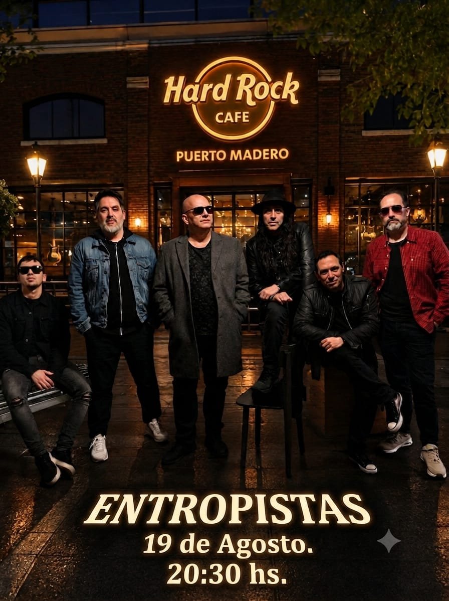 Entropistas anuncia show en Hard Rock Café en 2026. Ocio Tickets!