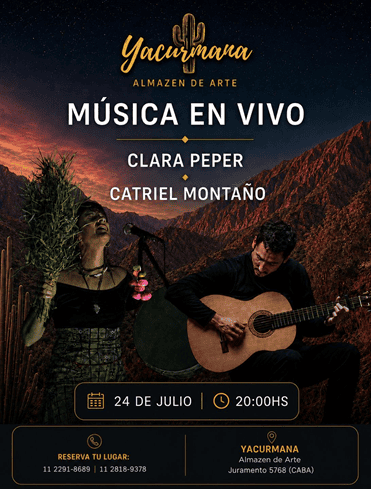 Clara Pepper y Catriel Montaño compartirán una noche de música en 2026