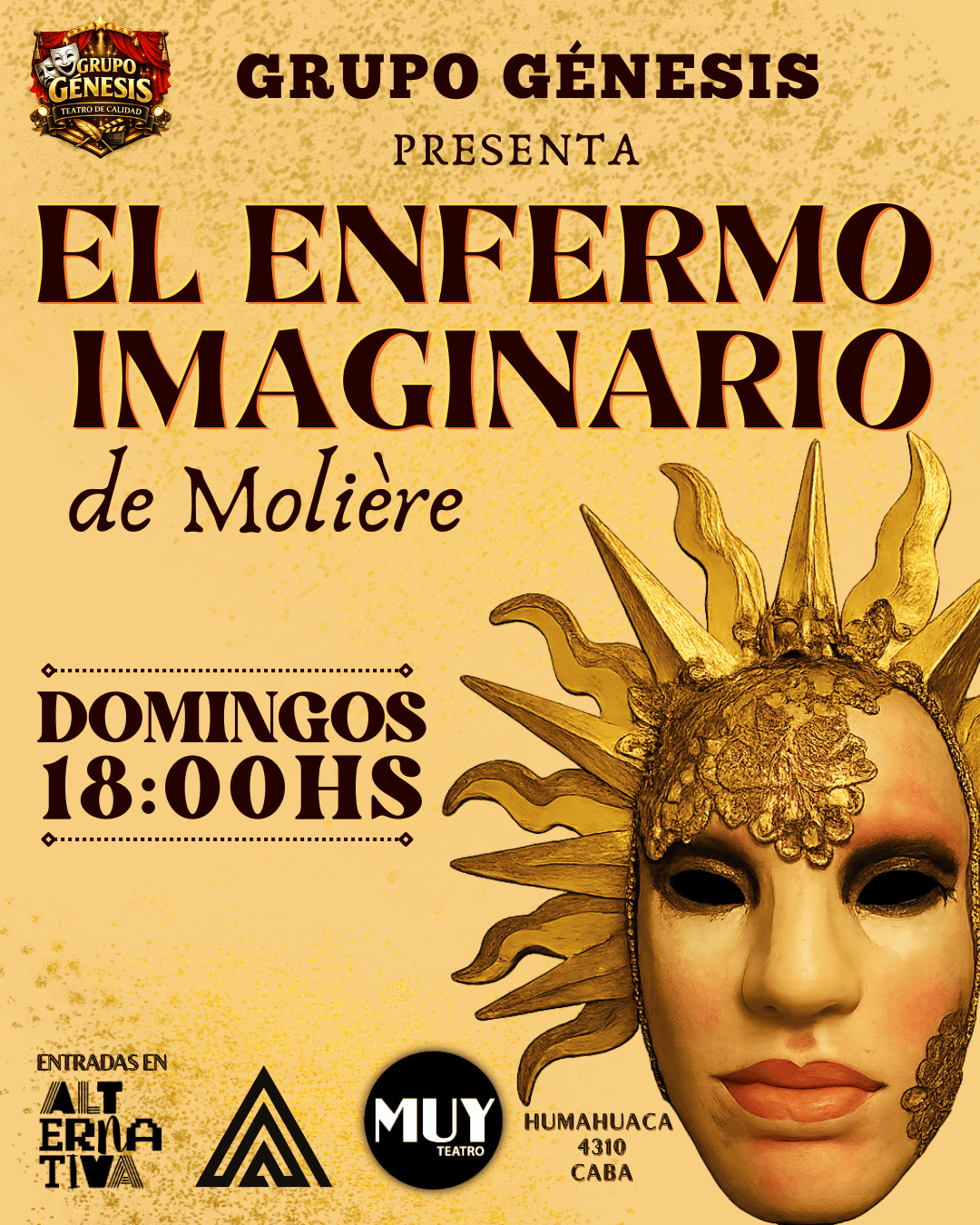 El enfermo imaginario vuelve a escena con una nueva versión en MUY Teatro en 2026. Ocio Tickets!