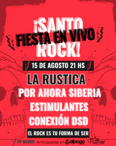 Santo Rock vuelve con una noche de bandas en vivo y DJ en Córdoba. Ocio Tickets!