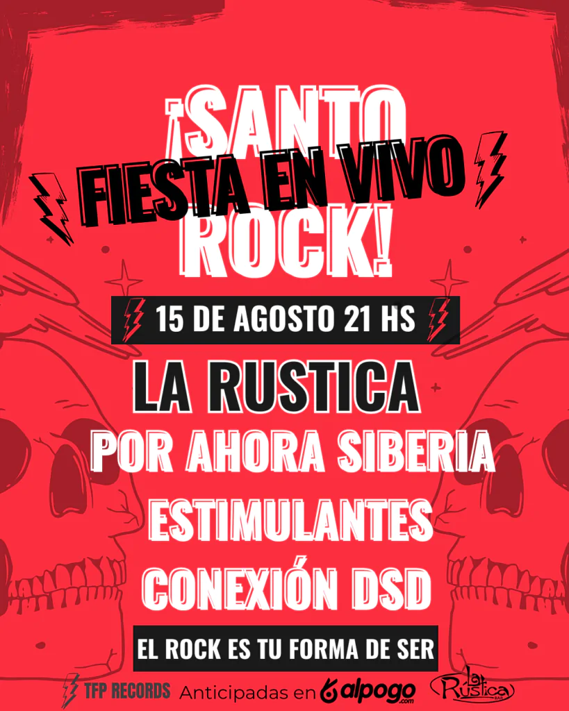 Santo Rock vuelve con una noche de bandas en vivo y DJ en Córdoba. Ocio Tickets!