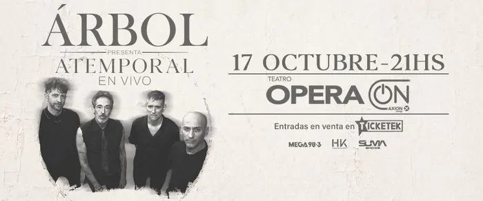 Árbol presentará en 2026 Atemporal en el Teatro Ópera. Ocio Tickets!
