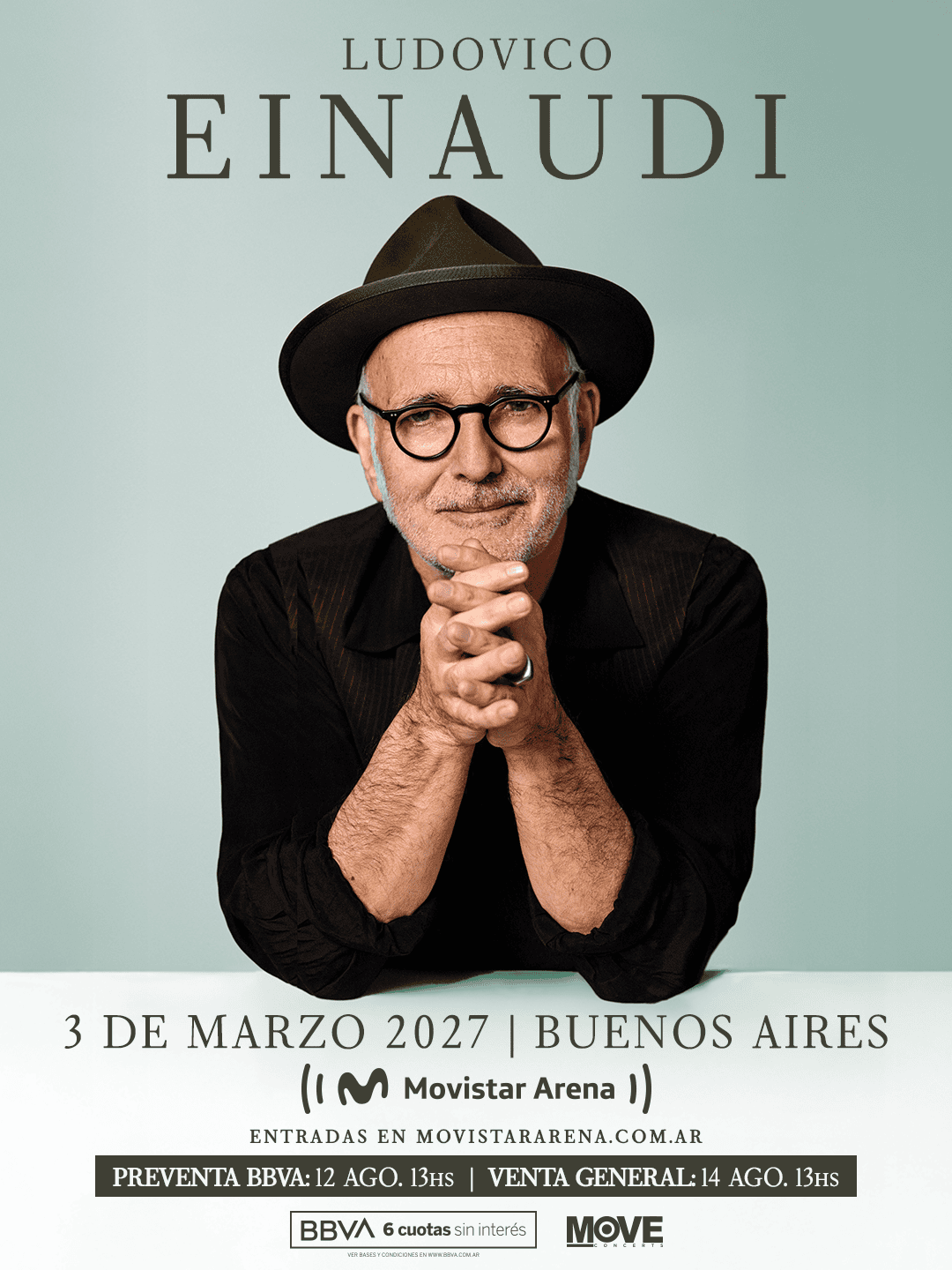 Ludovico Einaudi anuncia su segundo show en Buenos Aires2027 .Anticipadas on line