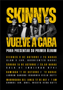 SKINNYS presenta su primer álbum con una gira por CABA en 2026. Ocio Tickets!