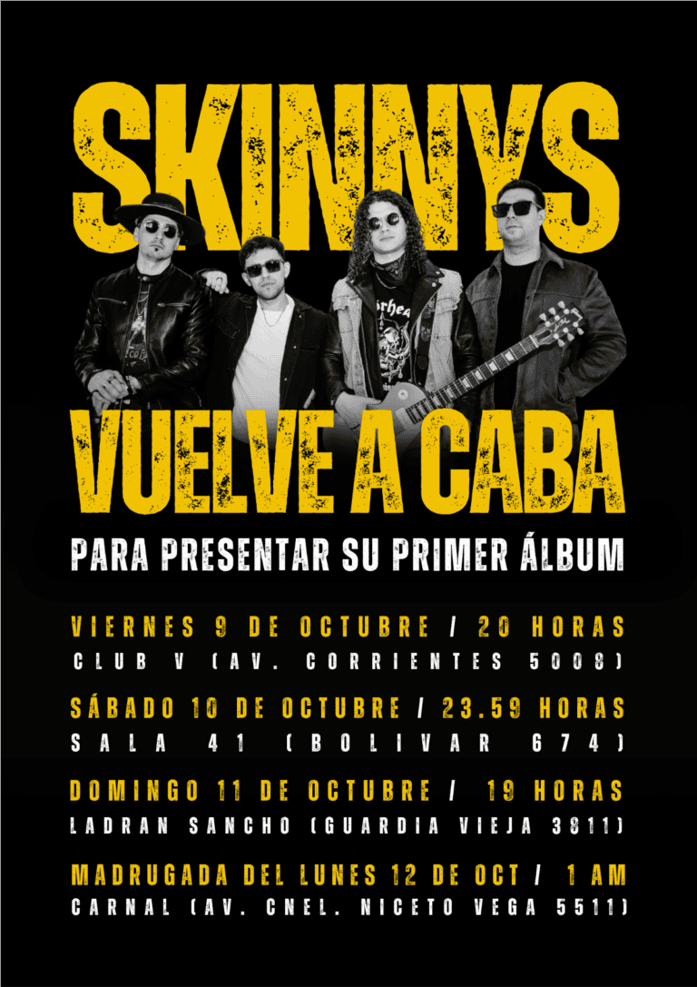SKINNYS presenta su primer álbum con una gira por CABA en 2026. Ocio Tickets!